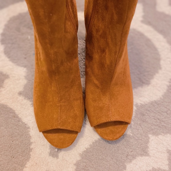 Peep Toe Suede Lace Up Heel Booties 8 - Picture 4 of 5